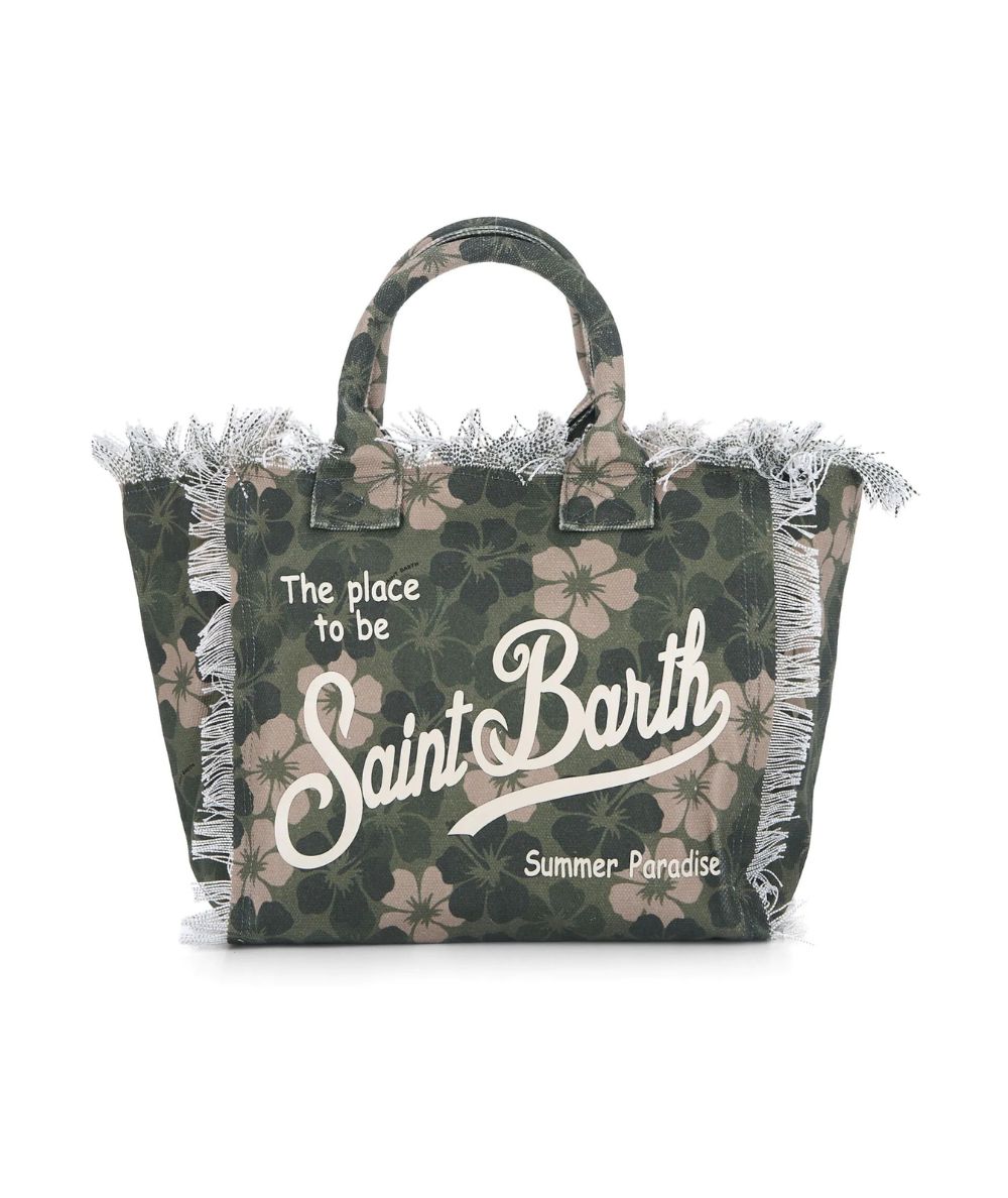 MC2 Saint Barth Borsa Vanity in Canvas Hibiscus Camouflage VANI001 Verde