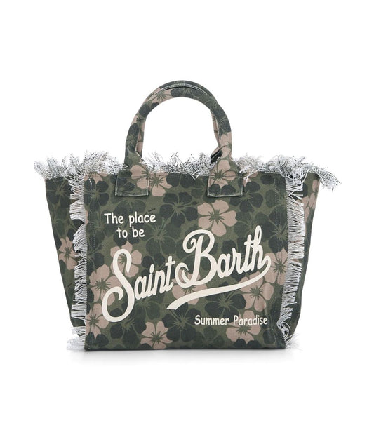 MC2 Saint Barth Borsa Vanity in Canvas Hibiscus Camouflage VANI001 Verde
