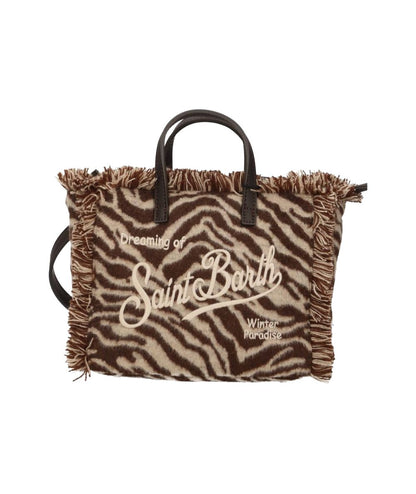 MC2 Saint Barth Borsa Zebrata Vanity Mini in Feltro VAMI035 Marrone