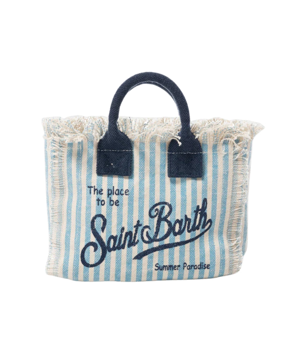 MC2 Saint Barth Borsa a Righe con Tracolla Mini Vanity VAMI001 Azzurro