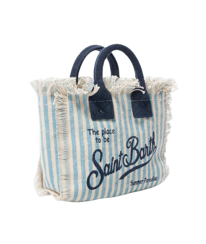 MC2 Saint Barth Borsa a Righe con Tracolla Mini Vanity VAMI001 Azzurro