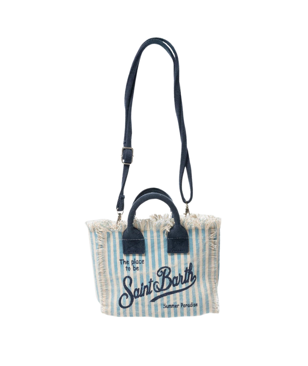 MC2 Saint Barth Borsa a Righe con Tracolla Mini Vanity VAMI001 Azzurro