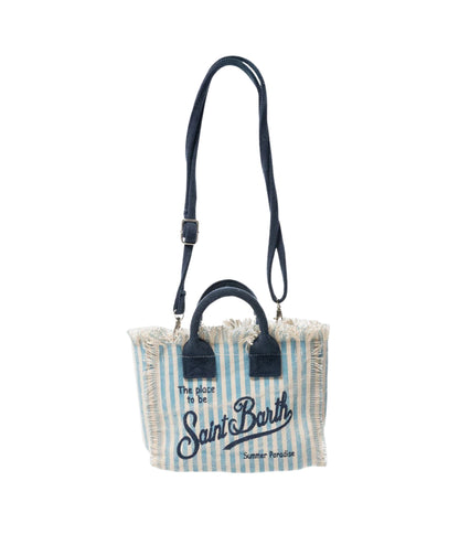 MC2 Saint Barth Borsa a Righe con Tracolla Mini Vanity VAMI001 Azzurro