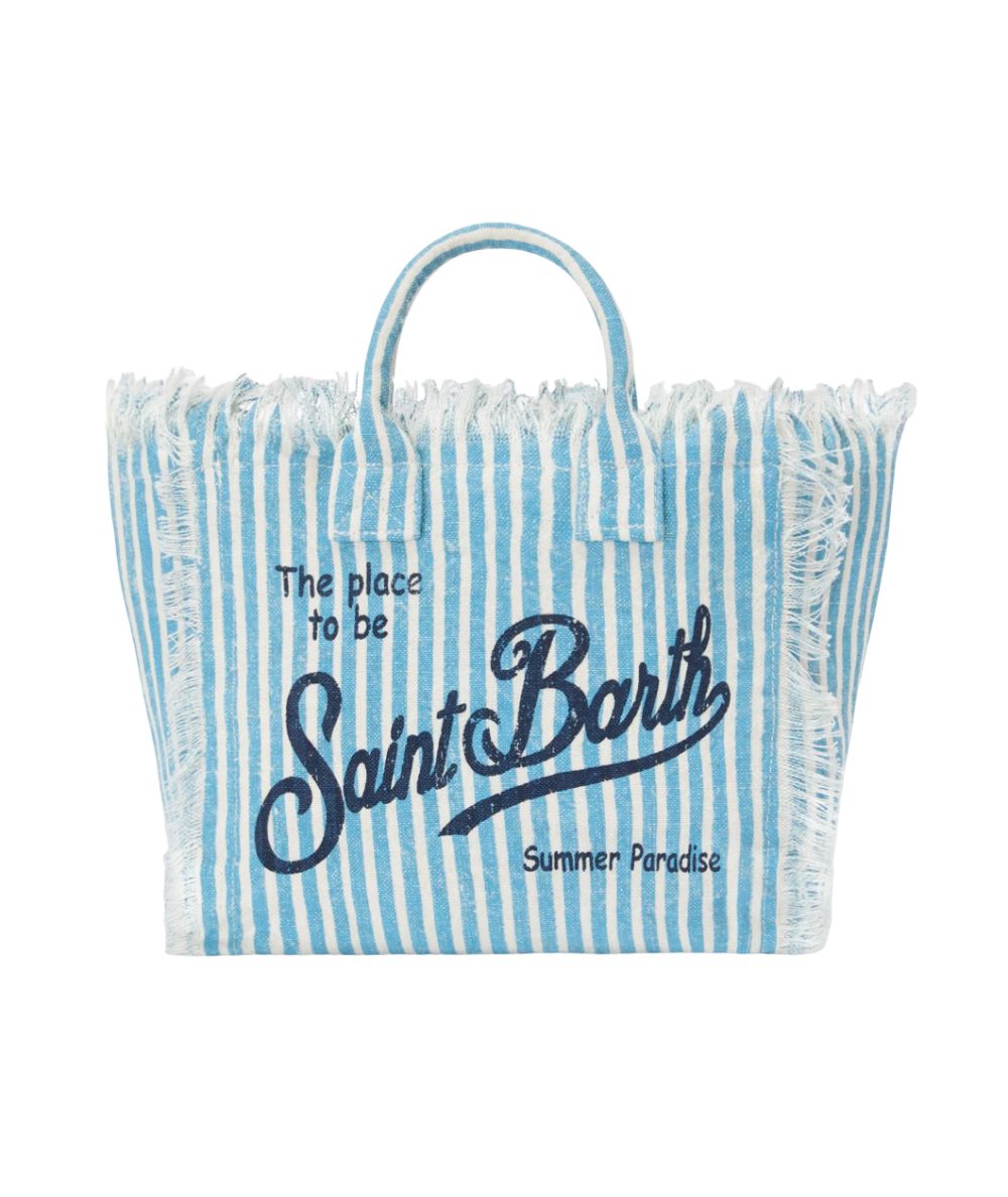 MC2 Saint Barth Borsa a Righe in Lino Colette Linen COL0018 Azzurro 