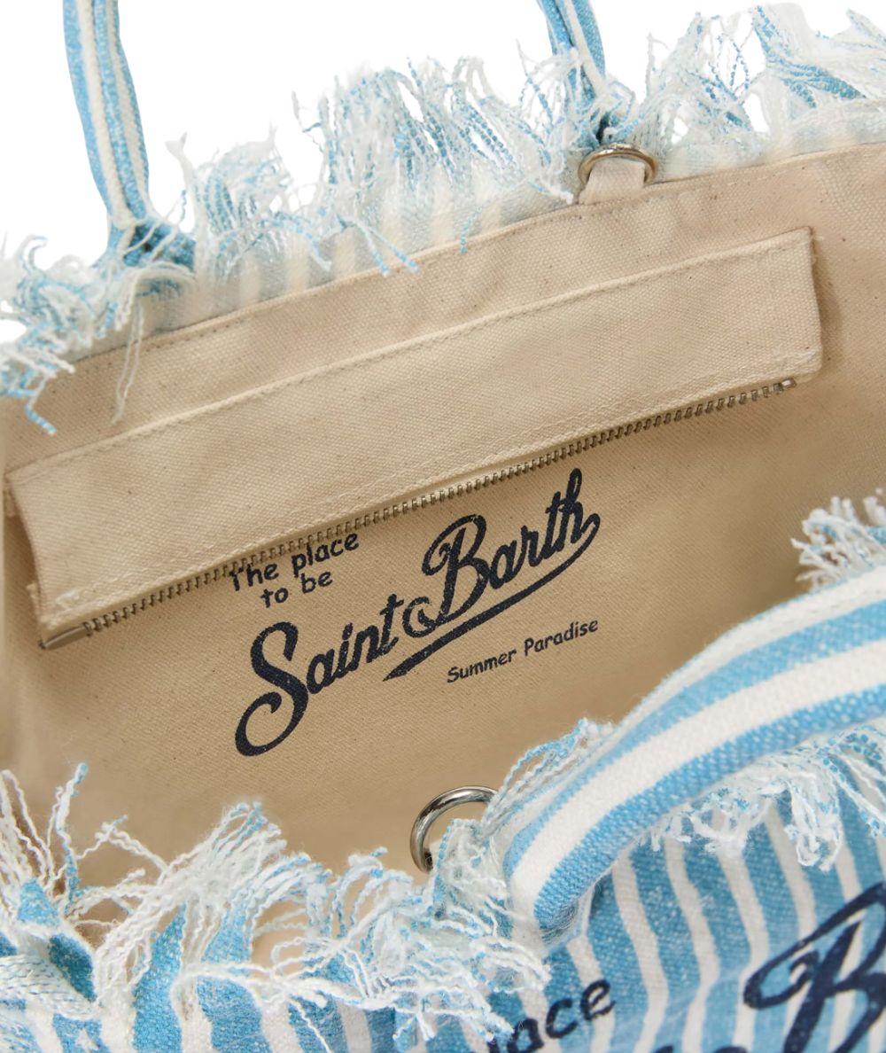MC2 Saint Barth Borsa a Righe in Lino Colette Linen COL0018 Azzurro 