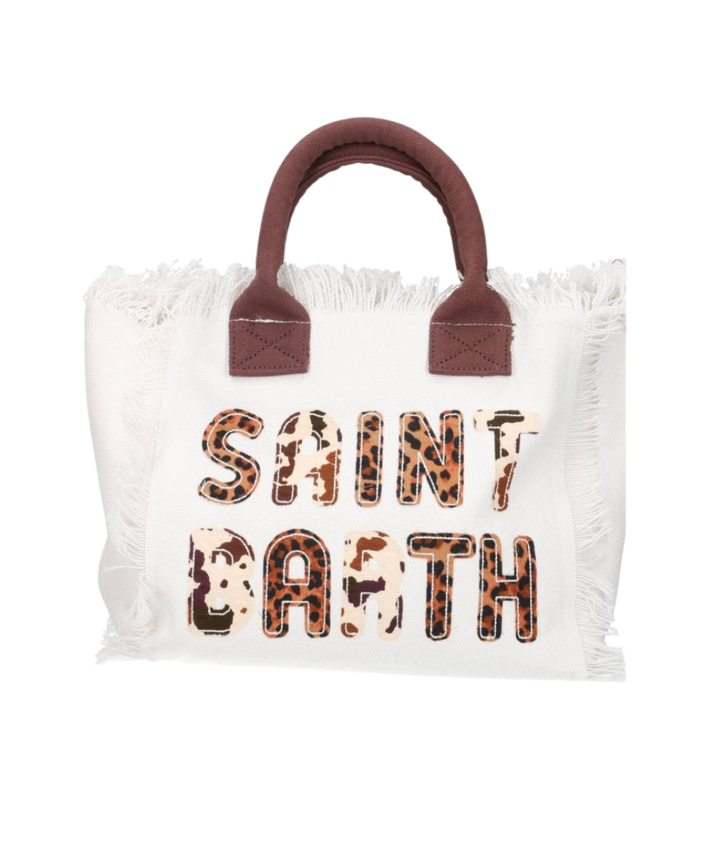 MC2 Saint Barth Borsa con Patch Logo Animalier COL0001 Bianco Marrone