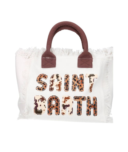 MC2 Saint Barth Borsa con Patch Logo Animalier COL0001 Bianco Marrone