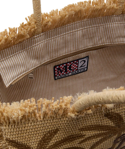 MC2 Saint Barth Borsa con Ricami Palme Vanity VANI021  Beige