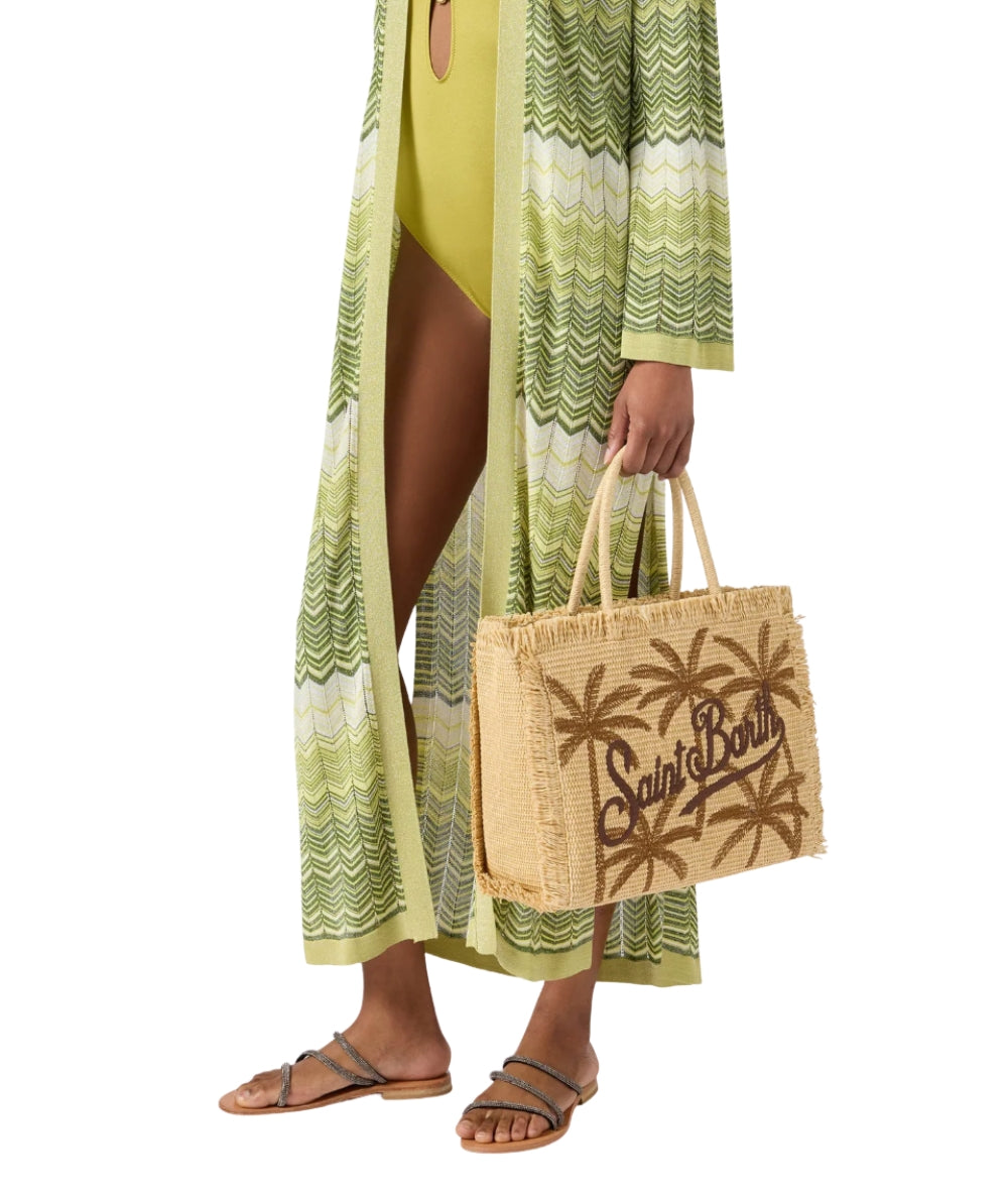 MC2 Saint Barth Borsa con Ricami Palme Vanity VANI021  Beige
