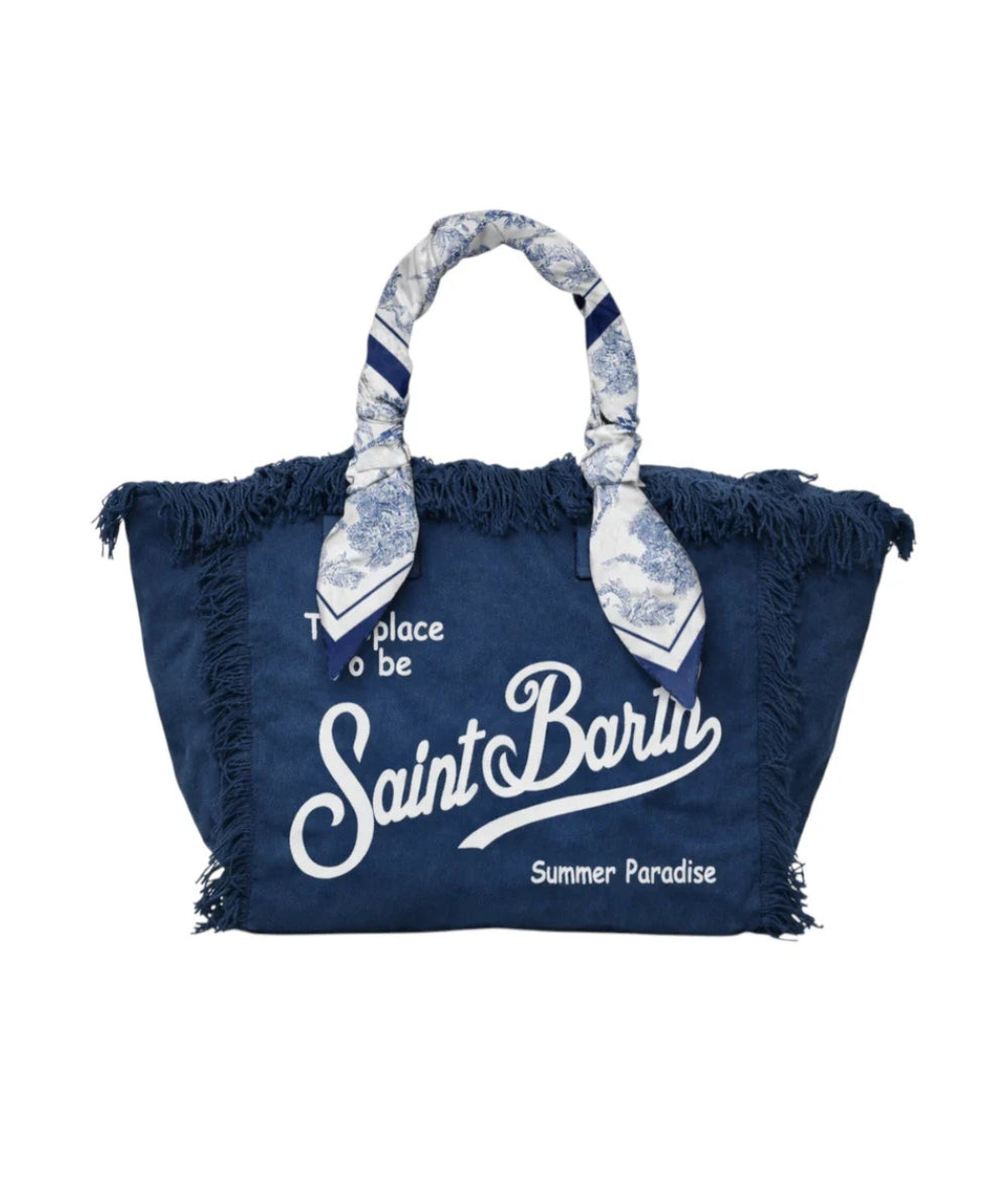 MC2 Saint Barth Borsa in Canvas con Foulard Vanity VANI045 Blu