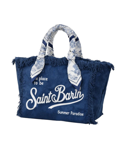 MC2 Saint Barth Borsa in Canvas con Foulard Vanity VANI045 Blu