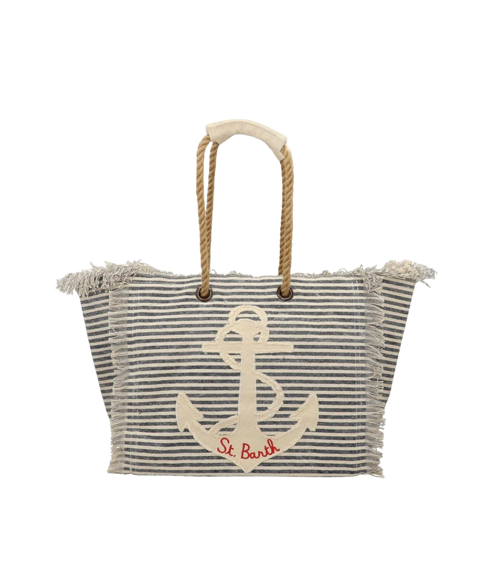 MC2 Saint Barth Borsa in Cotone con Patch Beach Bag BEA0003 Riga