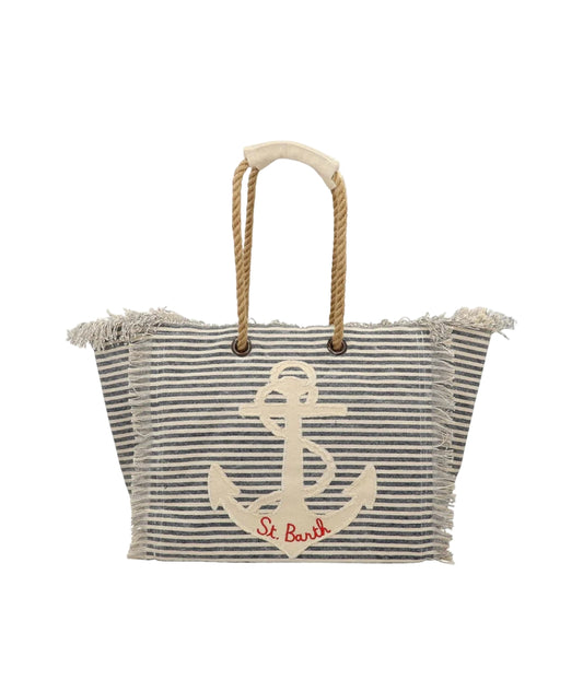 MC2 Saint Barth Borsa in Cotone con Patch Beach Bag BEA0003 Riga