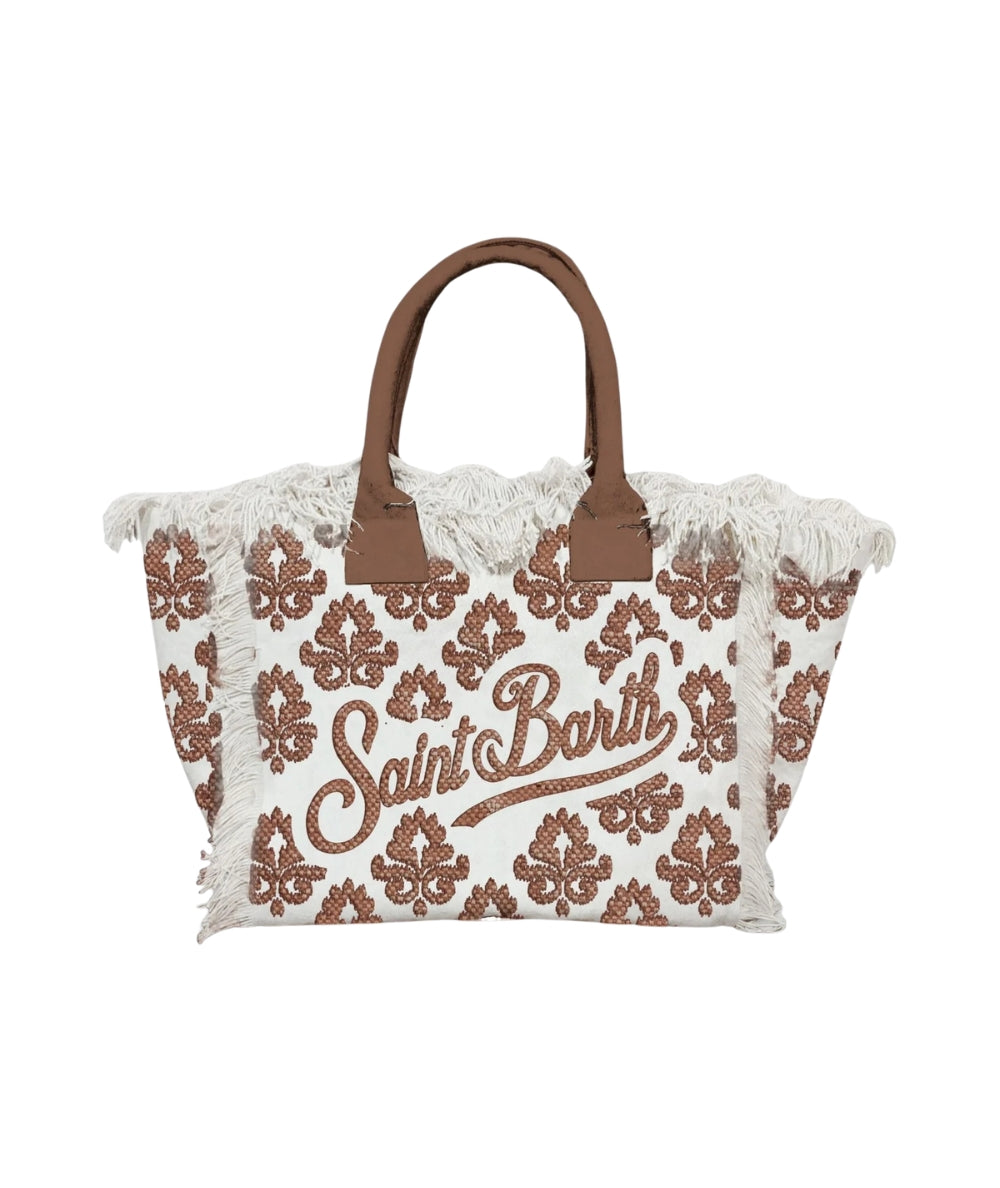 MC2 Saint Barth Borsa in Cotone con Ricami Vanity Rug VANI024 Marrone