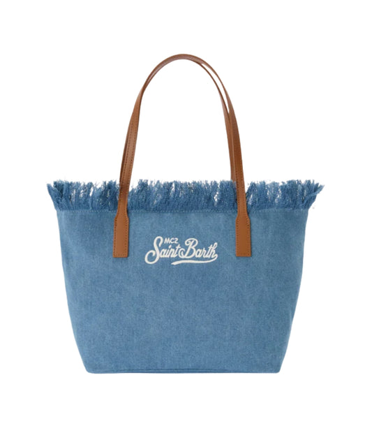 MC2 Saint Barth Borsa in Misto Cotone City Mid Fringe CBMF001 Denim