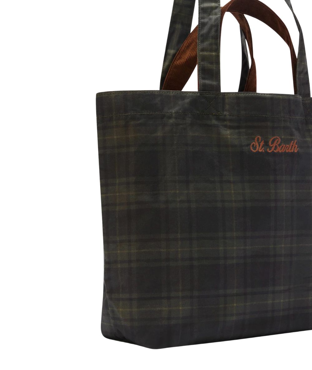 MC2 Saint Barth Borsa in Motivo Tartan Essential Wax ESSE003 Verde