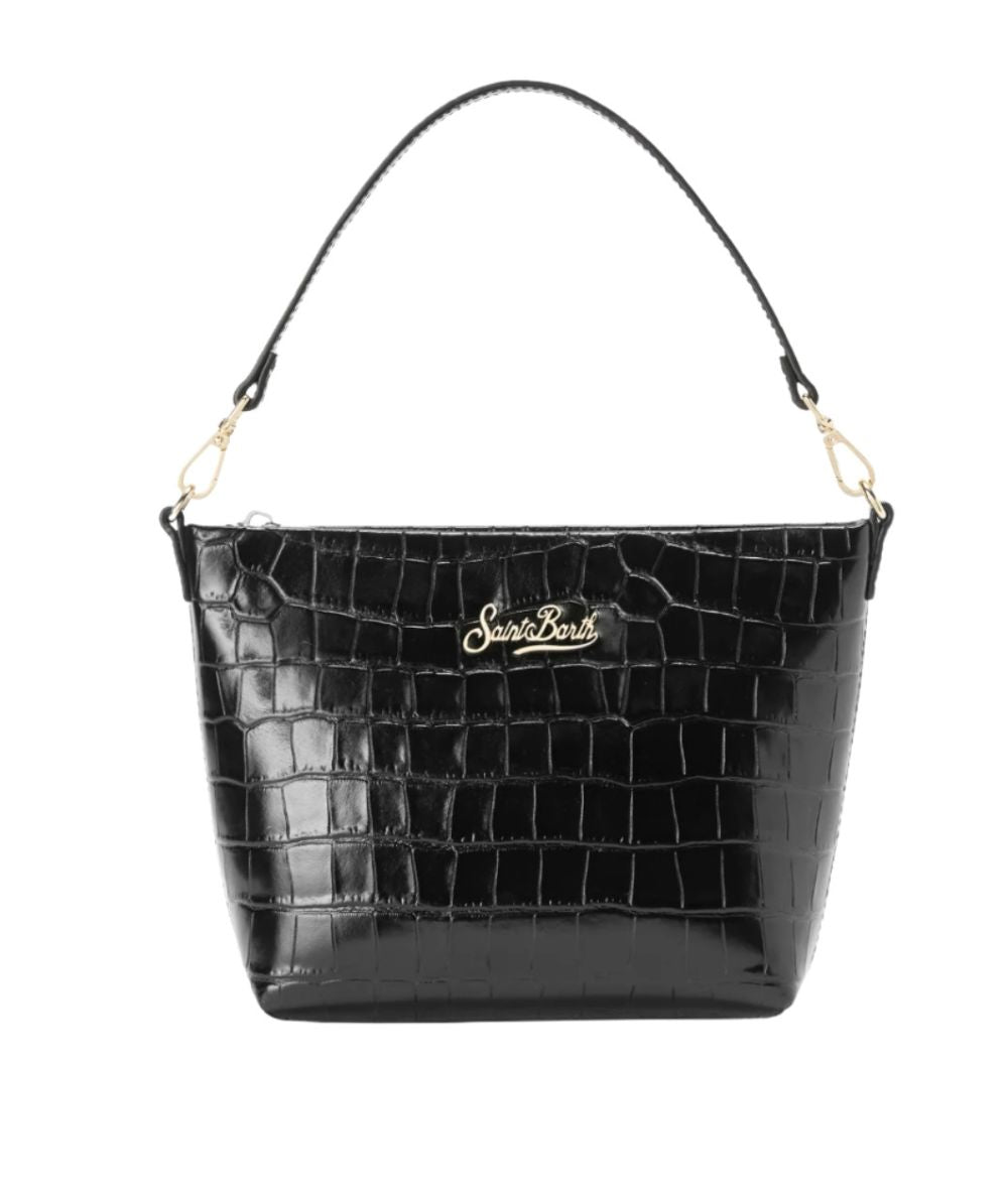 MC2 Saint Barth Borsa in Pelle Stampa Cocco ALINE BAG ALI0034 Nero
