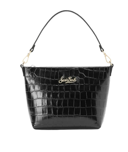 MC2 Saint Barth Borsa in Pelle Stampa Cocco ALINE BAG ALI0034 Nero