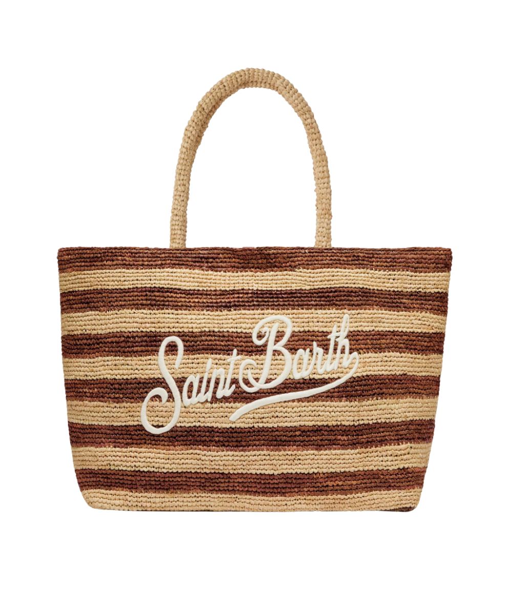 MC2 Saint Barth Borsa in Raffia a Righe RAFB001 Marrone Beige