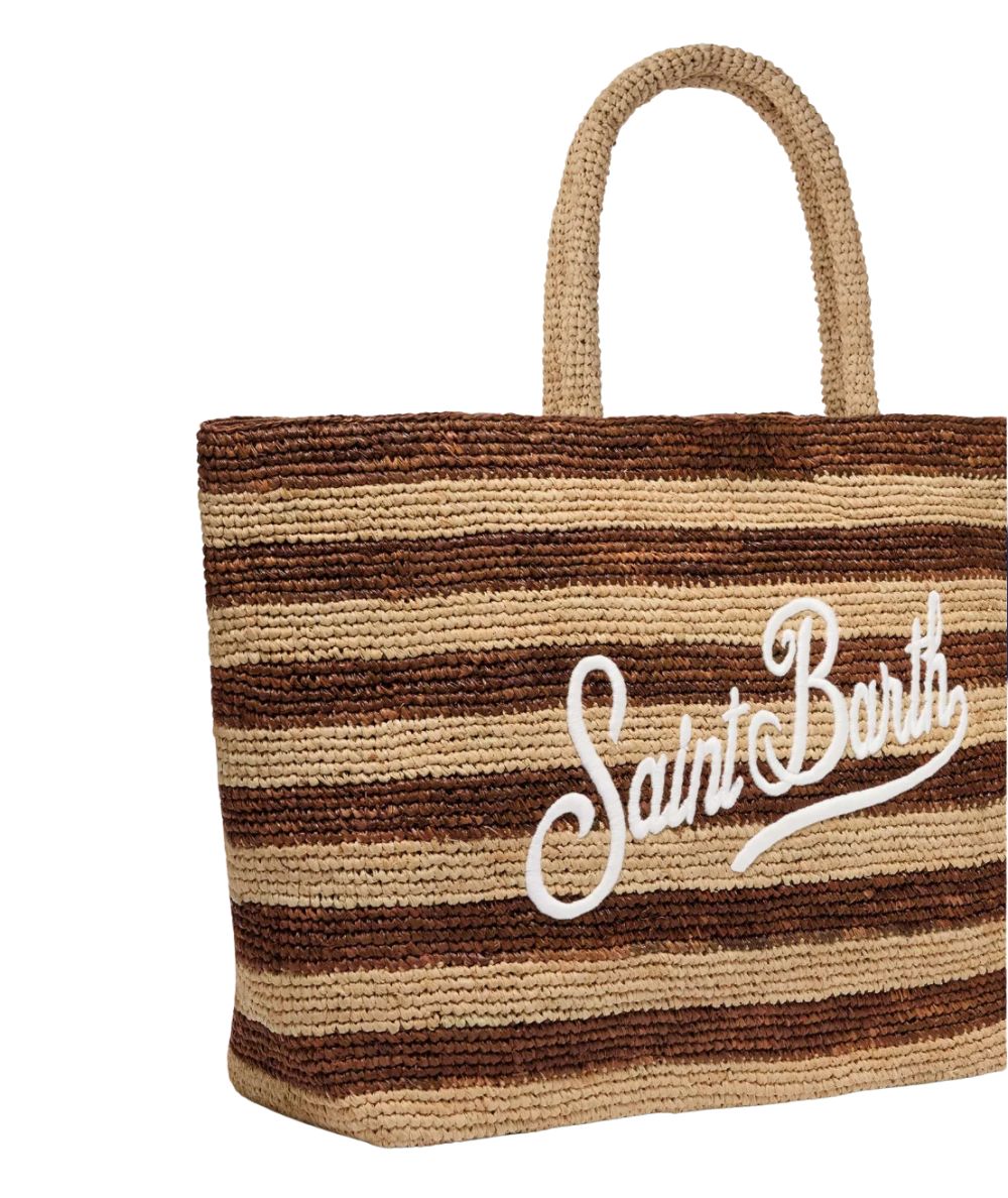 MC2 Saint Barth Borsa in Raffia a Righe RAFB001 Marrone Beige