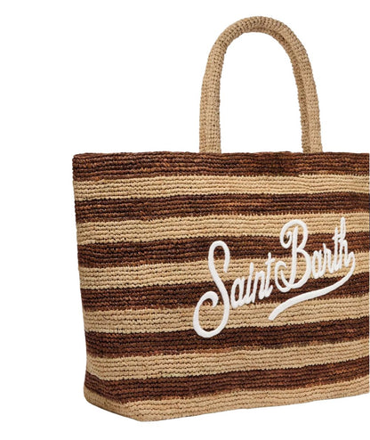 MC2 Saint Barth Borsa in Raffia a Righe RAFB001 Marrone Beige