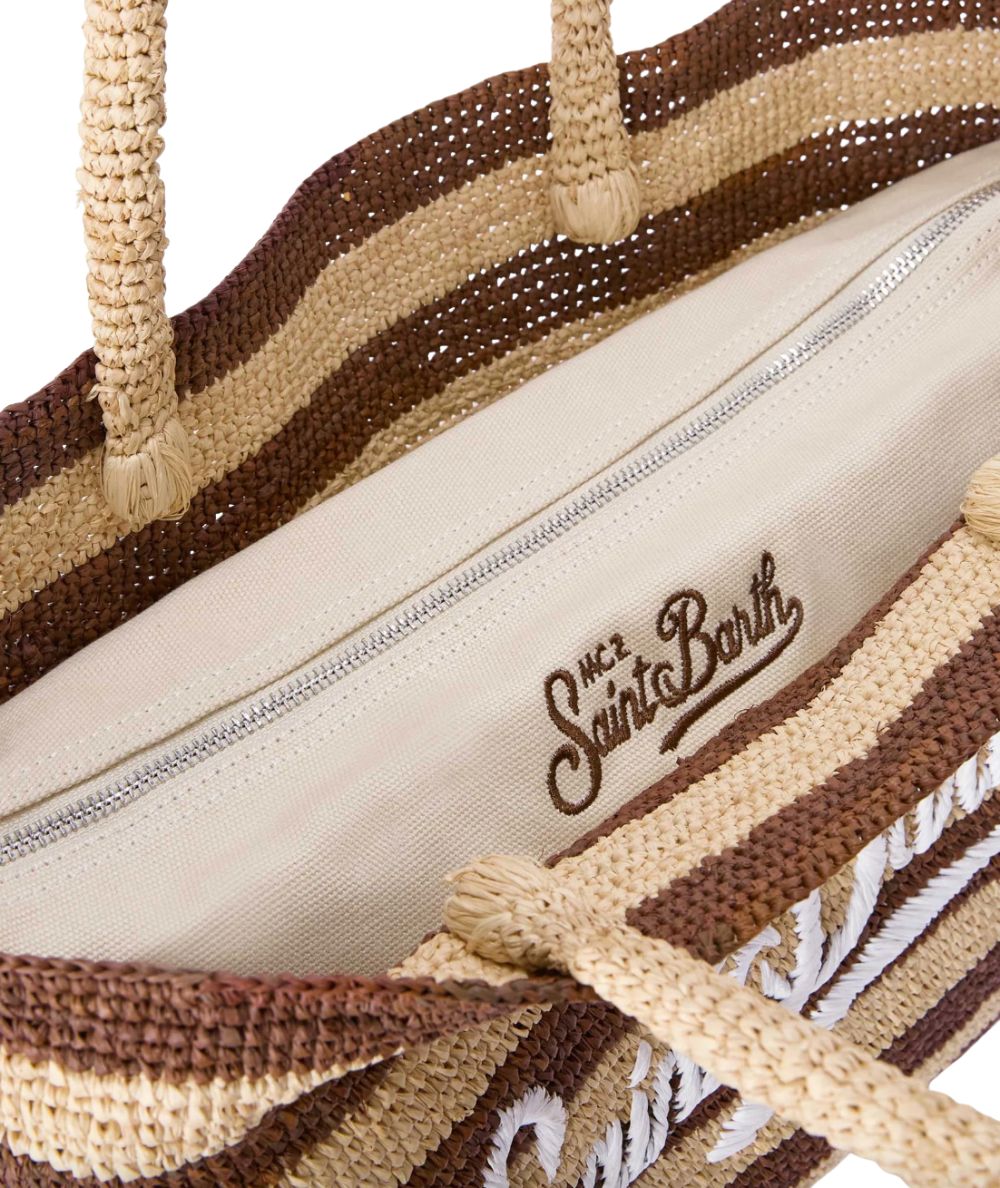 MC2 Saint Barth Borsa in Raffia a Righe RAFB001 Marrone Beige