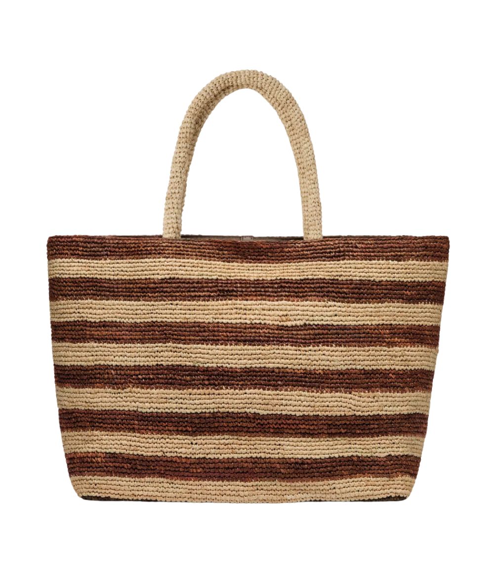 MC2 Saint Barth Borsa in Raffia a Righe RAFB001 Marrone Beige