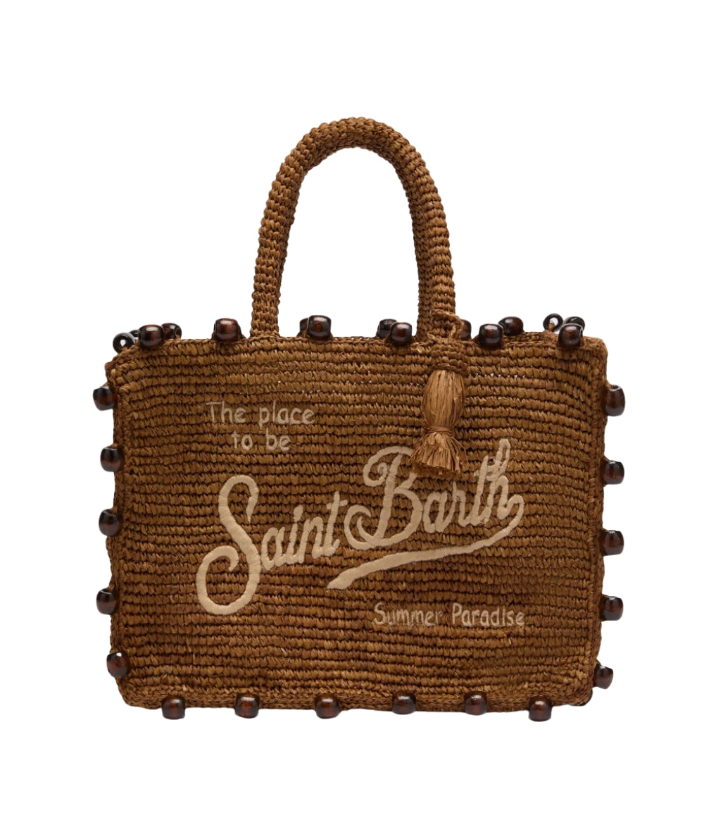 MC2 Saint Barth Borsa in Rafia con Perle Colette COL0013 Marrone