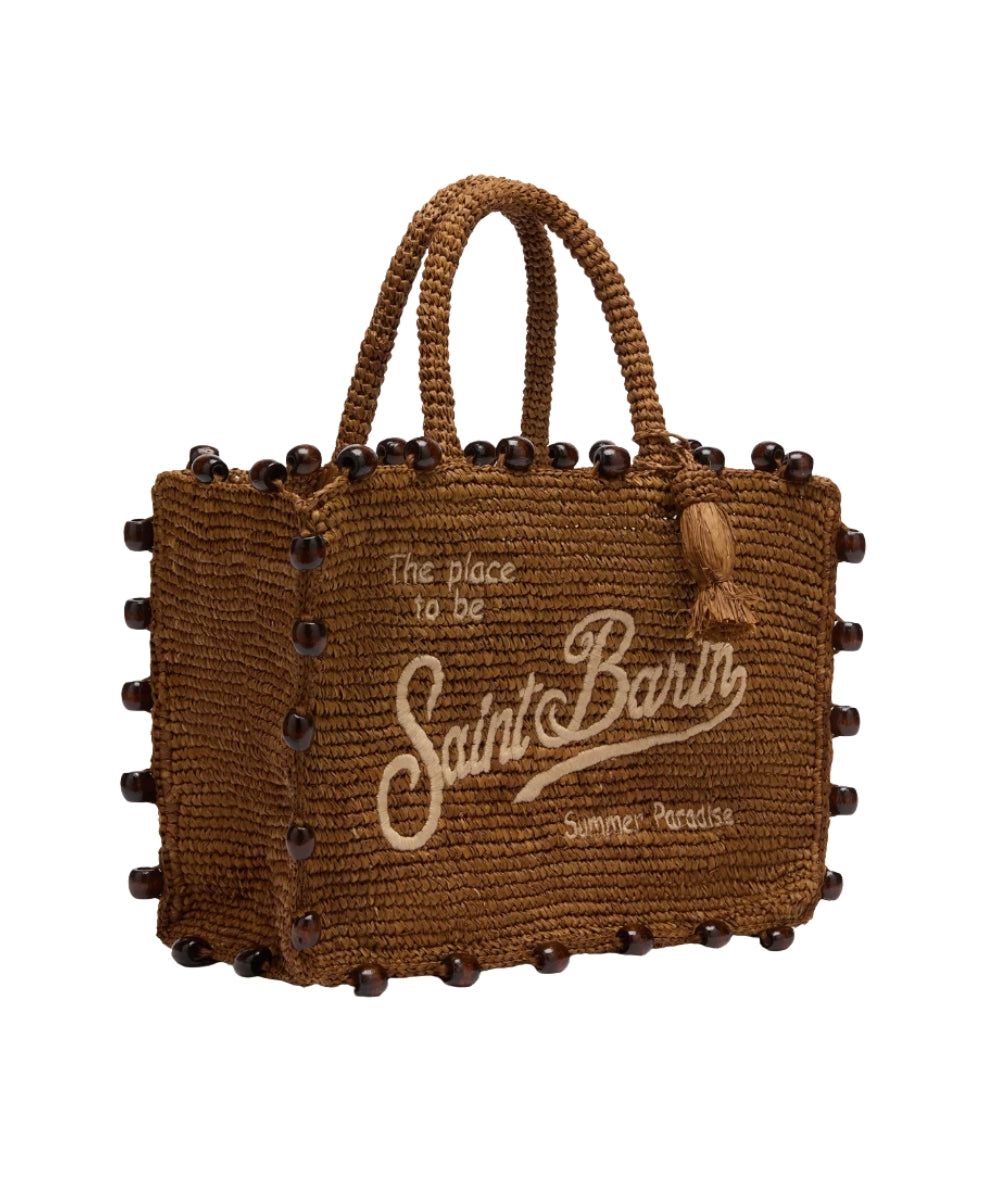 MC2 Saint Barth Borsa in Rafia con Perle Colette COL0013 Marrone