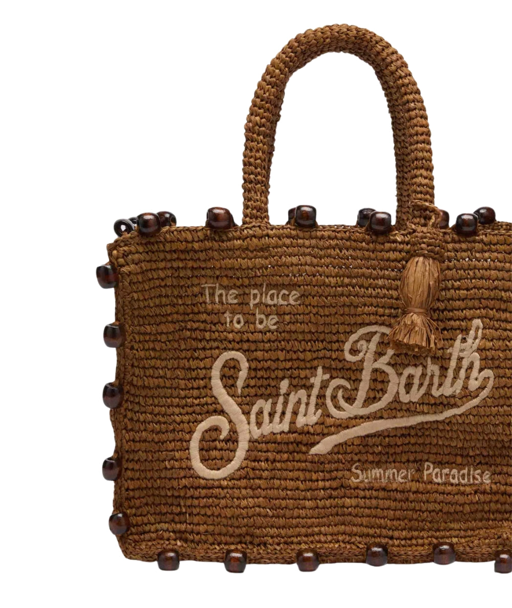MC2 Saint Barth Borsa in Rafia con Perle Colette COL0013 Marrone