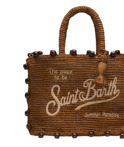MC2 Saint Barth Borsa in Rafia con Perle Colette COL0013 Marrone