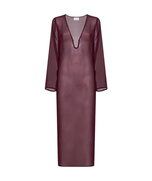 MC2 Saint Barth Caftano Lungo in Georgette Aghata Plate AGH0002 Bordeaux