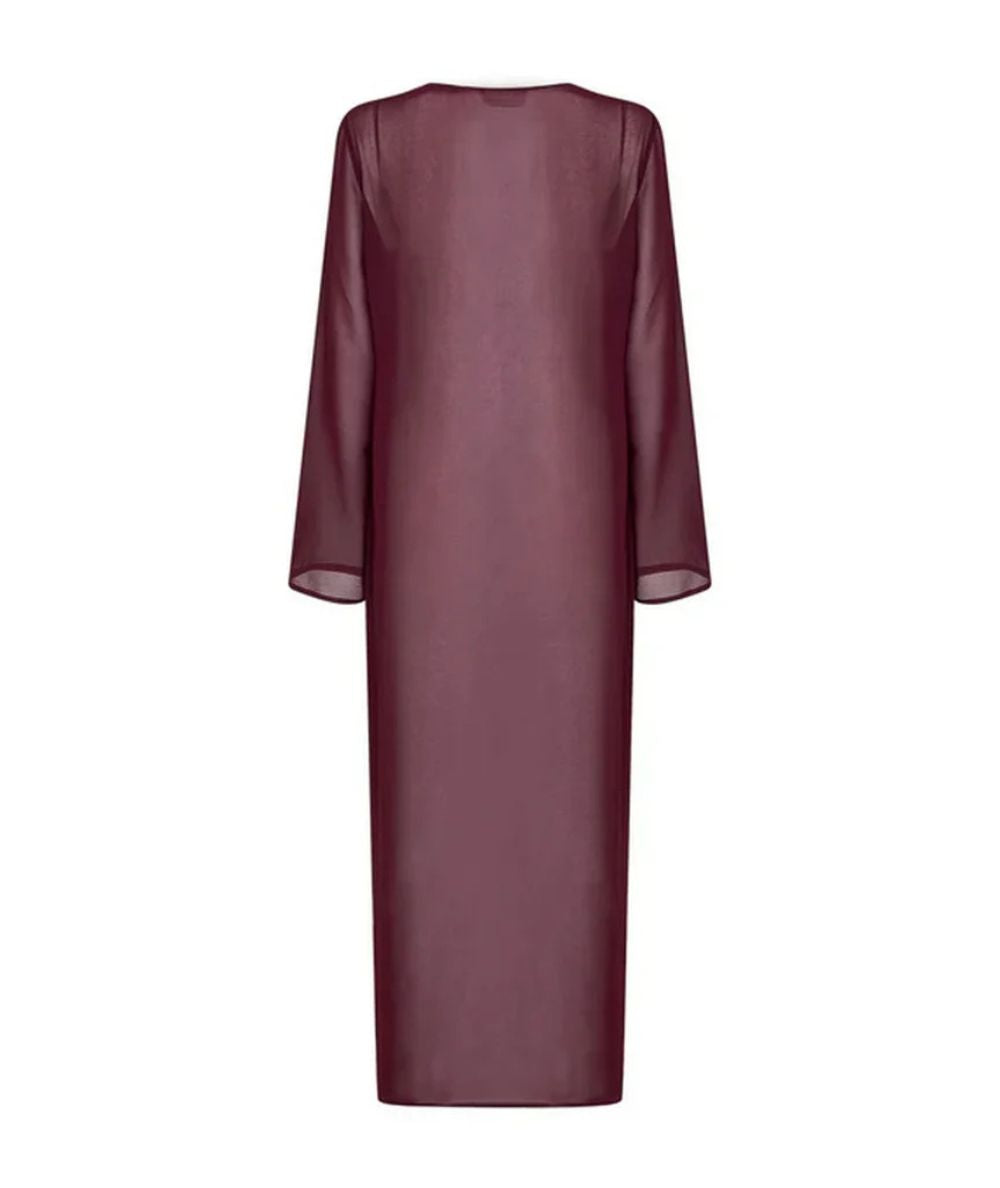 MC2 Saint Barth Caftano Lungo in Georgette Aghata Plate AGH0002 Bordeaux