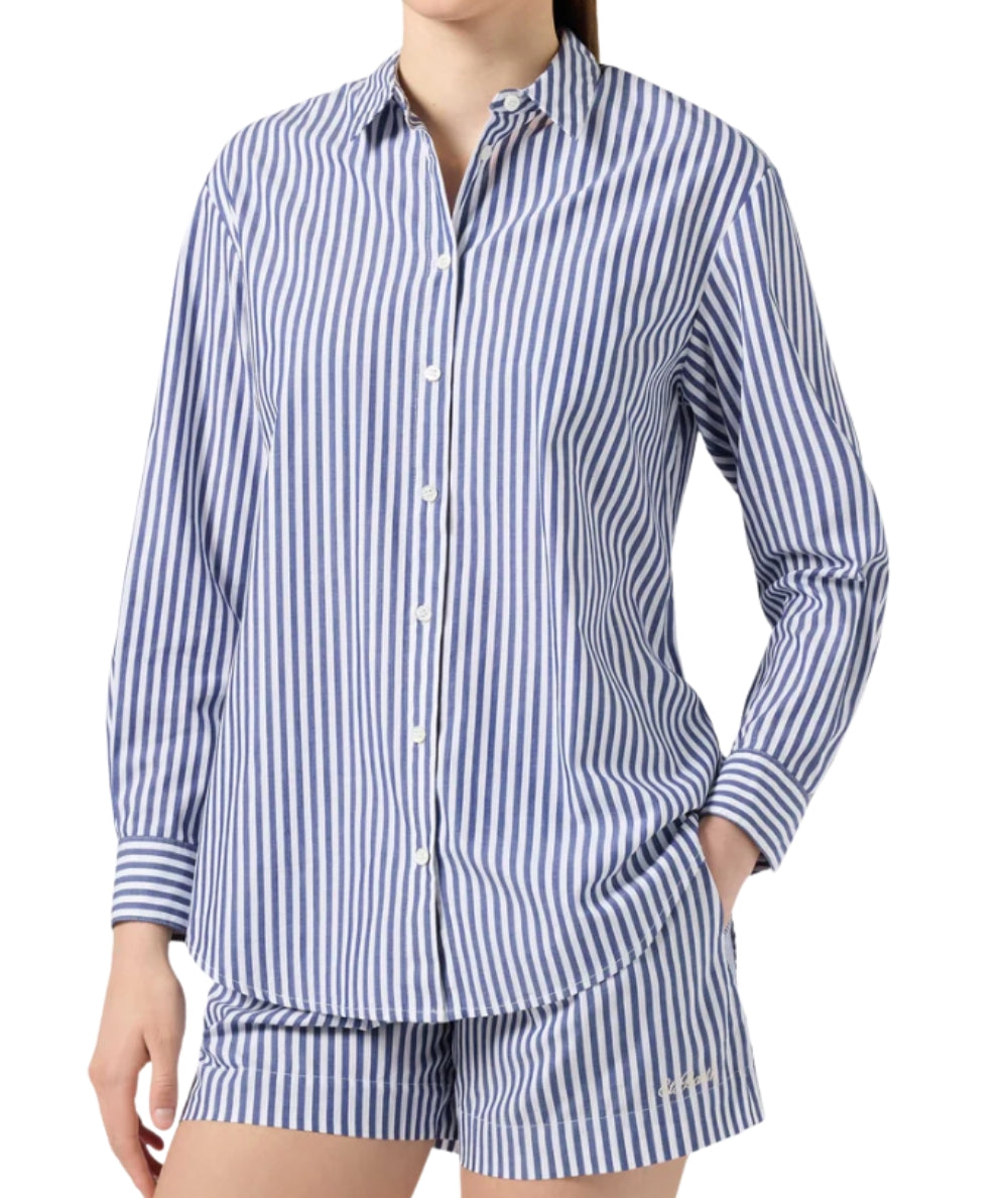 MC2 Saint Barth Camicia Over in Cotone a Righe Brigitte BRIG001 Blu