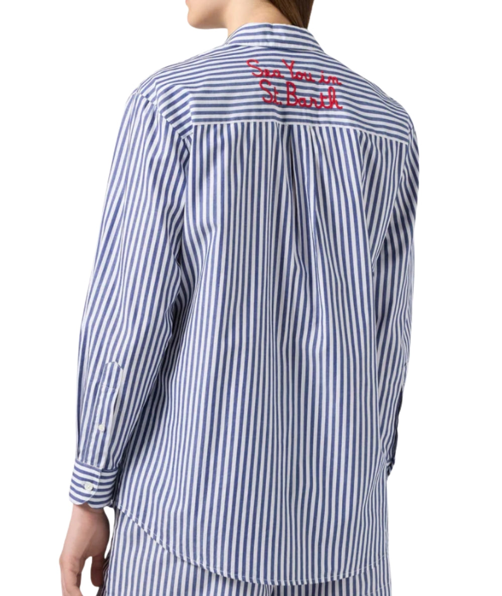 MC2 Saint Barth Camicia Over in Cotone a Righe Brigitte BRIG001 Blu