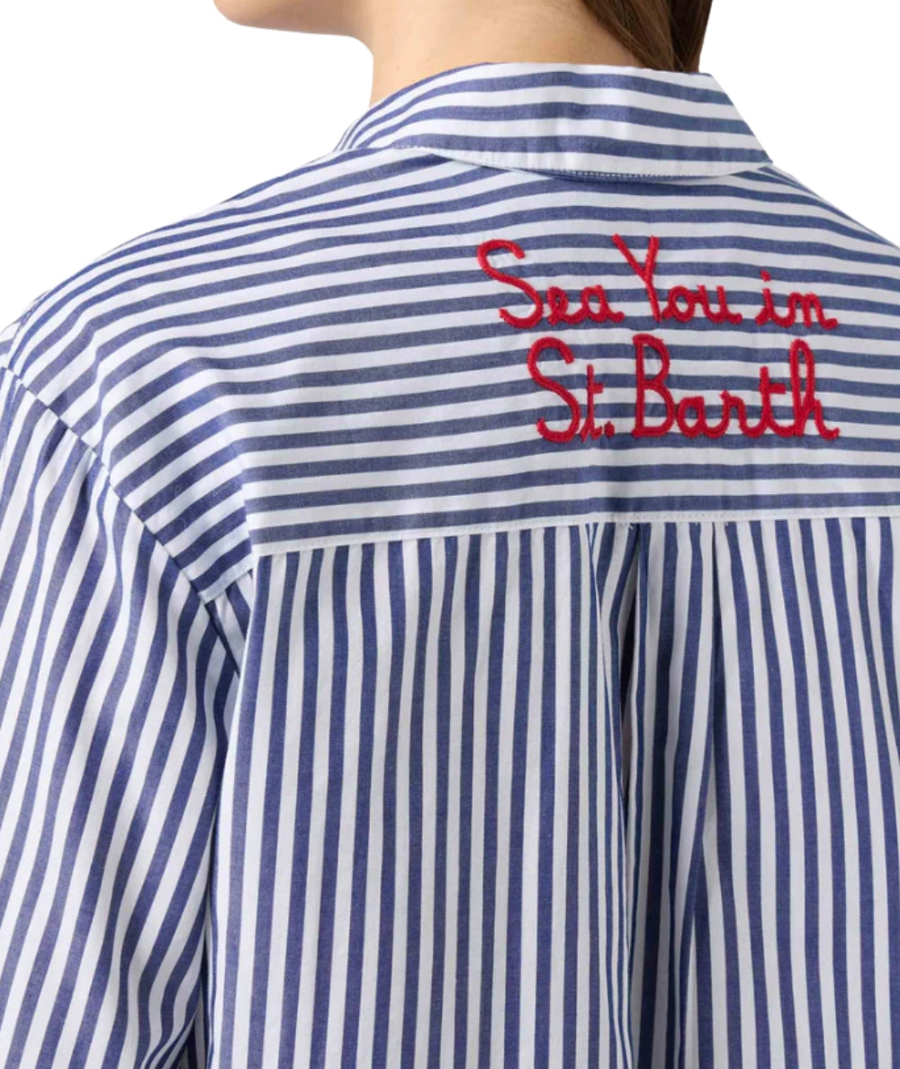 MC2 Saint Barth Camicia Over in Cotone a Righe Brigitte BRIG001 Blu