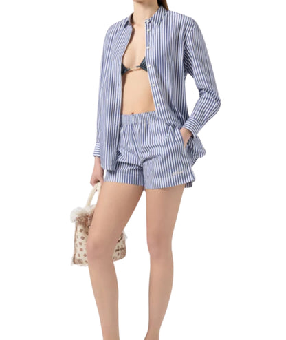 MC2 Saint Barth Camicia Over in Cotone a Righe Brigitte BRIG001 Blu