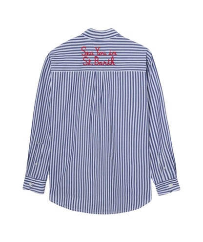 MC2 Saint Barth Camicia Over in Cotone a Righe Brigitte BRIG001 Blu