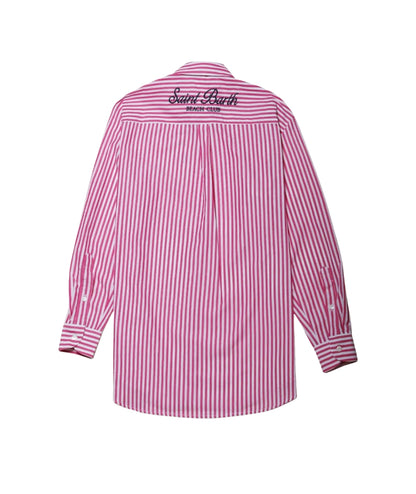 MC2 Saint Barth Camicia Over in Popeline a Righe Brigitte BRIG001 Fucsia