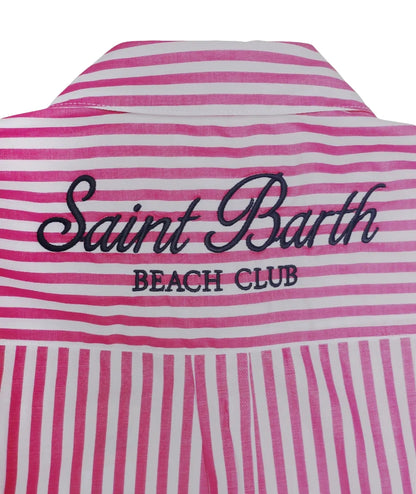 MC2 Saint Barth Camicia Over in Popeline a Righe Brigitte BRIG001 Fucsia