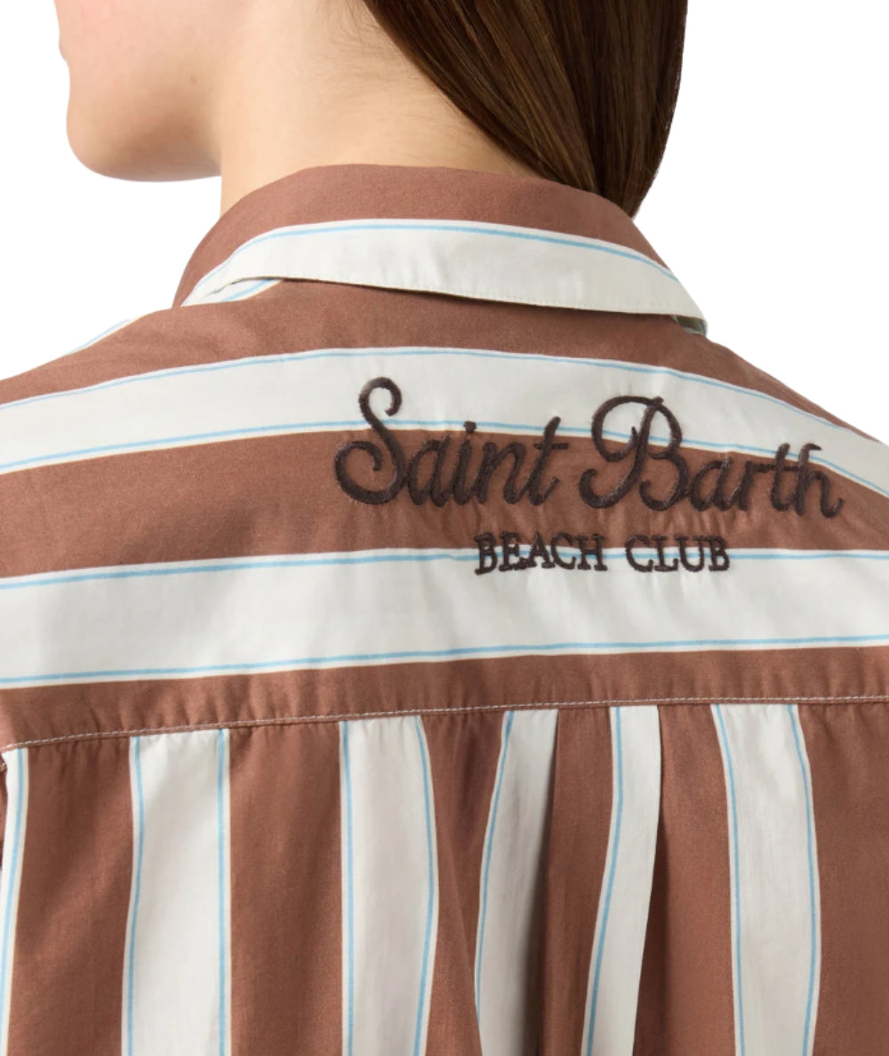 MC2 Saint Barth Camicia Over in Popeline a Righe Brigitte BRIG001 Marrone