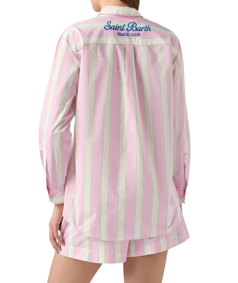 MC2 Saint Barth Camicia Over in Popeline a Righe Brigitte BRIG001 Rosa