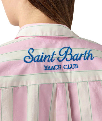 MC2 Saint Barth Camicia Over in Popeline a Righe Brigitte BRIG001 Rosa