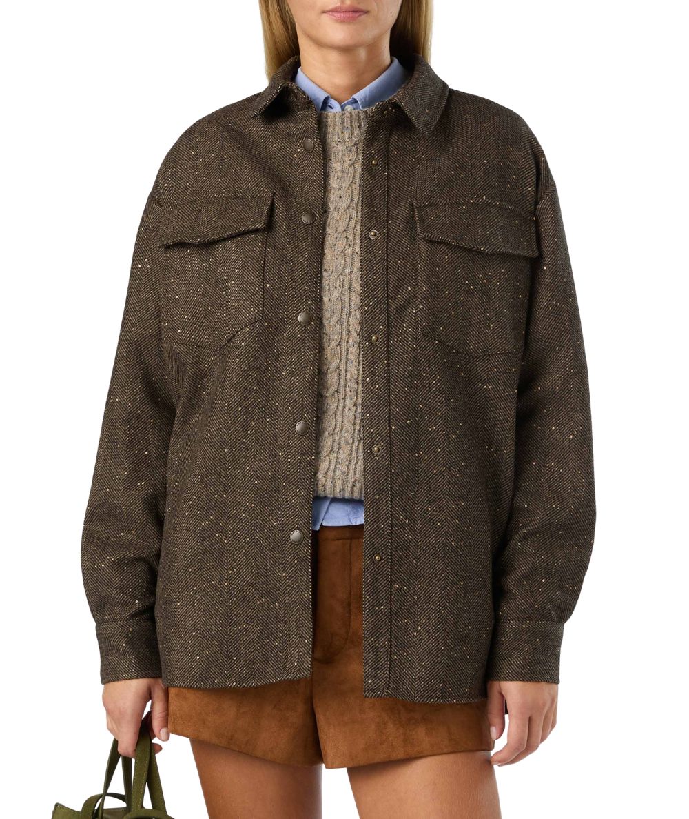 MC2 Saint Barth Camicia Overshirt Cambry Wool Herringbone GMY0004 Marrone