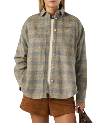 MC2 Saint Barth Camicia Overshirt Lully Flannel Snoopy Lover Tartan LLU0001 Beige