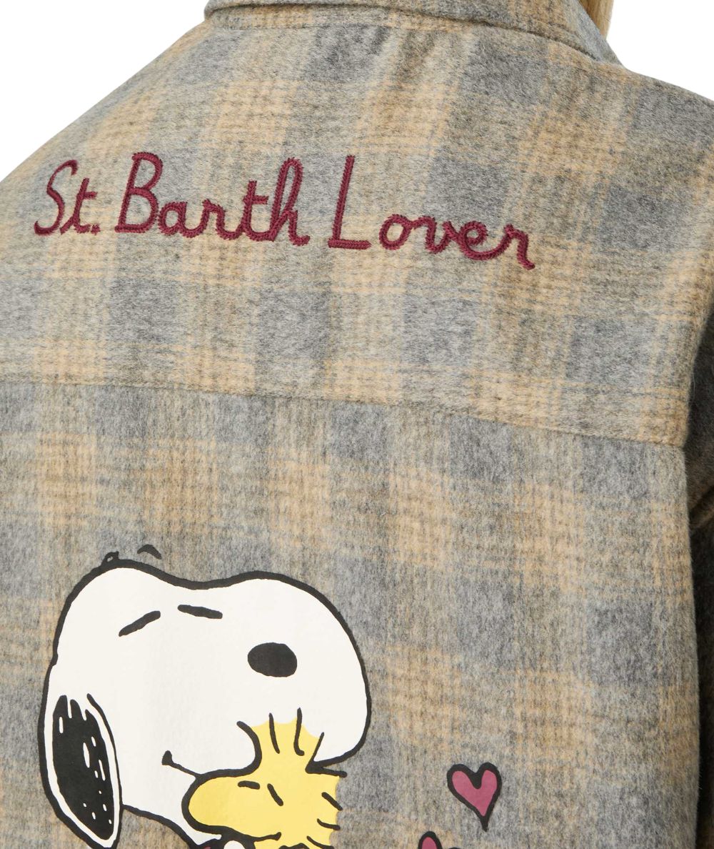 MC2 Saint Barth Camicia Overshirt Lully Flannel Snoopy Lover Tartan LLU0001 Beige