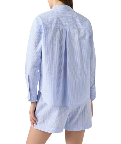 MC2 Saint Barth Camicia a Righe in Seesucker CYS0001 Azzurro