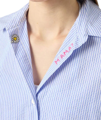 MC2 Saint Barth Camicia a Righe in Seesucker CYS0001 Azzurro