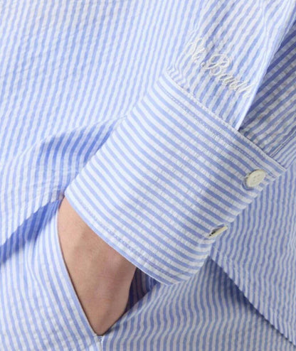 MC2 Saint Barth Camicia a Righe in Seesucker CYS0001 Azzurro