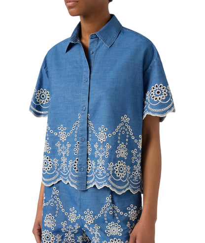 MC2 Saint Barth Camicia con Ricami Sangallo Clementine CEM0001 Azzurro